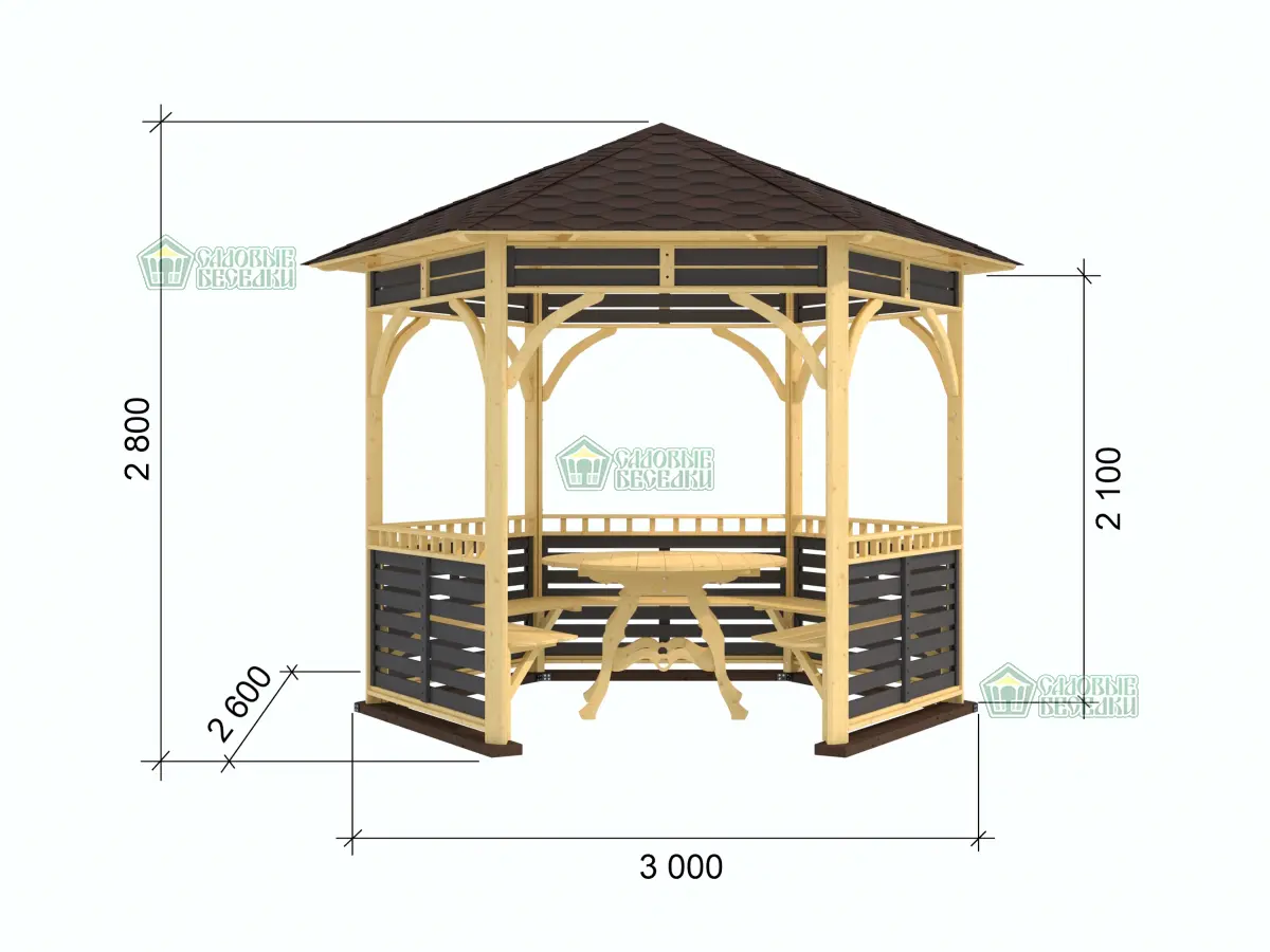 Беседка для дачи Летняя чертеж с размерами