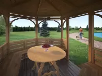 Открытая беседка из дерева "Ореховая" интерьер 2