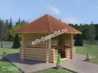 Сруб беседки из оцилиндрованного бревна