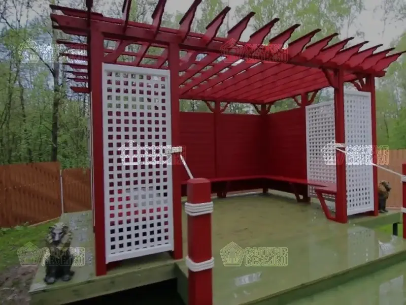 БОЛЬШАЯ ПЕРГОЛА ПОД КУПЕЛЬ (АРТ: 7012) от производителя СК «Садовые беседки»