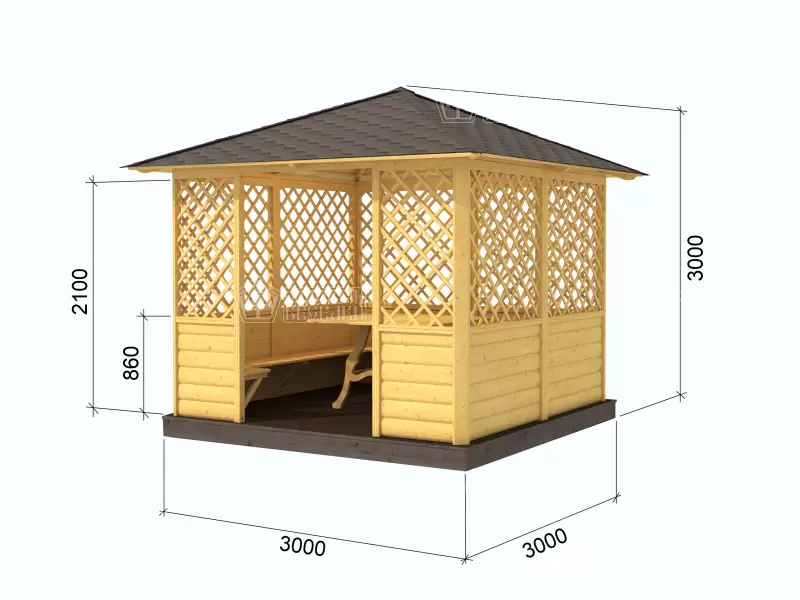 Чертеж для беседки беседки Осень 3х3м №1