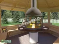 Рубленая беседка с грилем барбекю