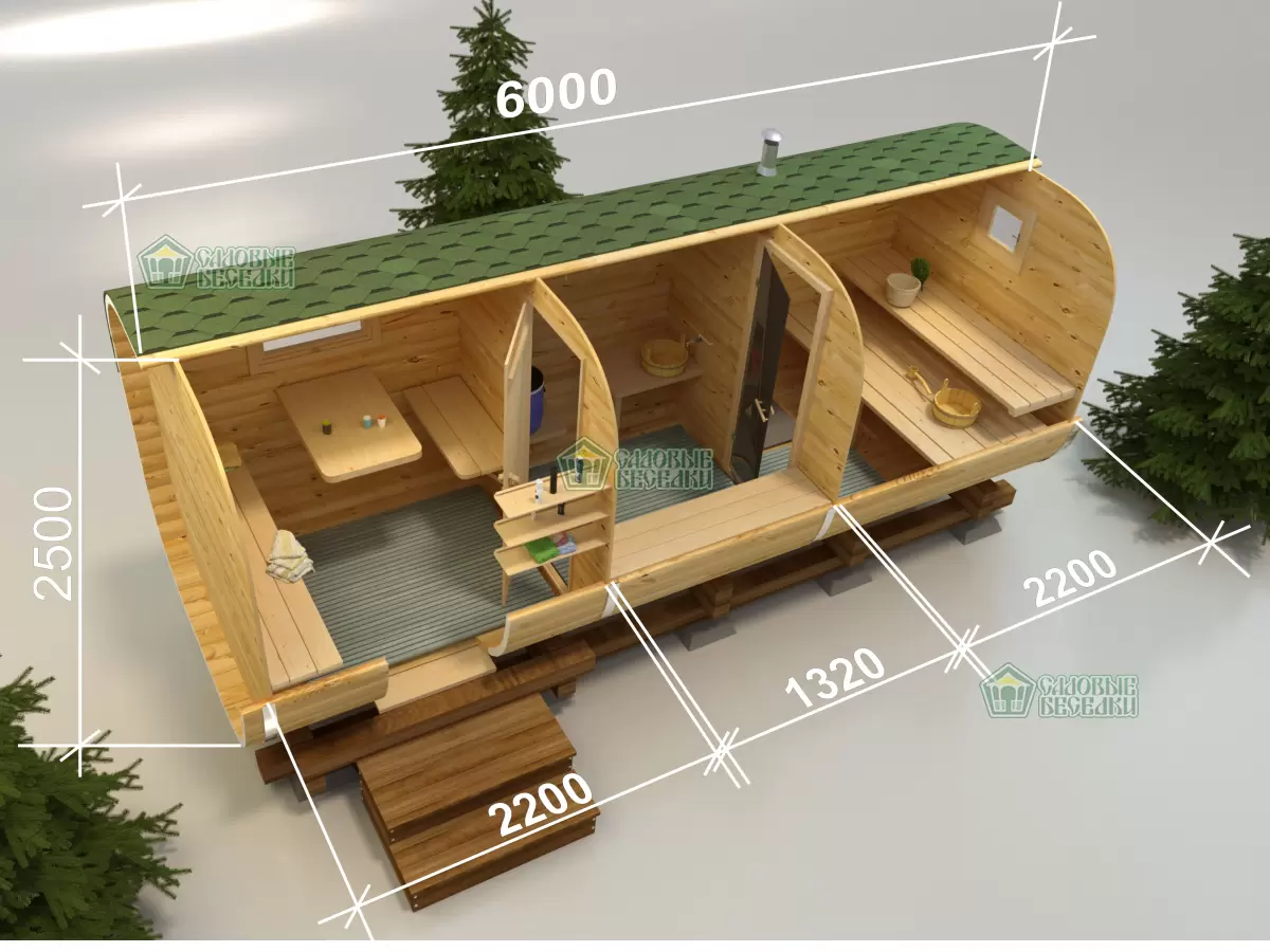 Квадро бочка \&quot;Шестёрочка\&quot; с боковым входом