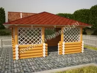 Беседка из бревна с мангалом