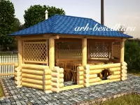 Беседка рубленная с вогнутой крышей
