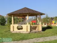 Шестигранная беседка из бревна