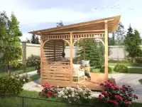 Беседка -веранда открытая в стиле лофт вид сбоку