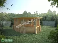 Овальная беседка из бревна