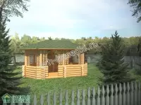 Овальная беседка из бревна