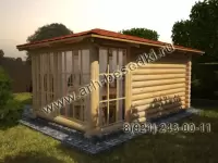 Беседка рубленная, застекленная, зимняя