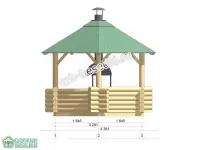 Рубленая беседка с грилем барбекю