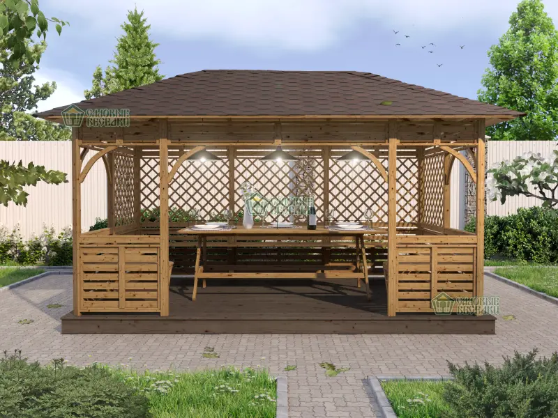 Деревянная веранда Аура XL размер 3Х4,5 №1