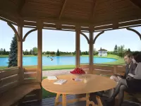 Открытая беседка из дерева "Ореховая" интерьер