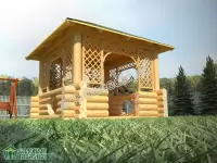 Квадратная беседка из бревна