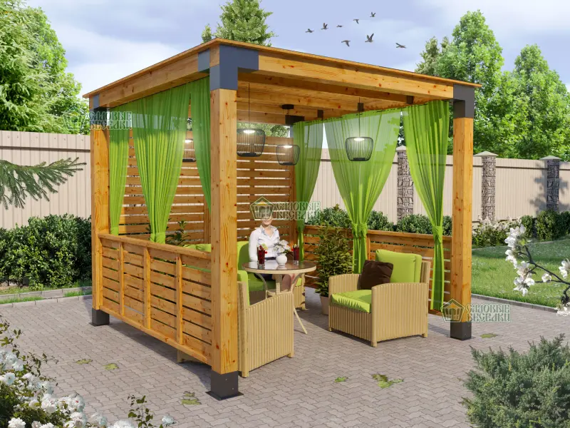 Беседка из бруса в стиле «Лофт» 3х3 по акции все включено Беседка из бруса в стиле «Лофт» 3х3 по акции все включено