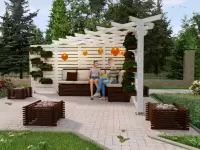 Белая угловая пергола №2