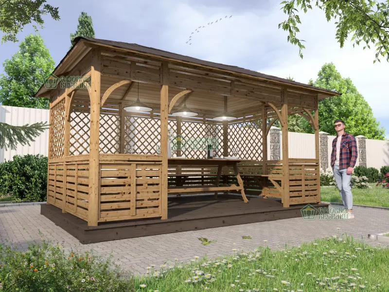 Деревянная веранда Аура XL размер 3Х4,5 №11