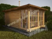 Беседка рубленная, застекленная, зимняя