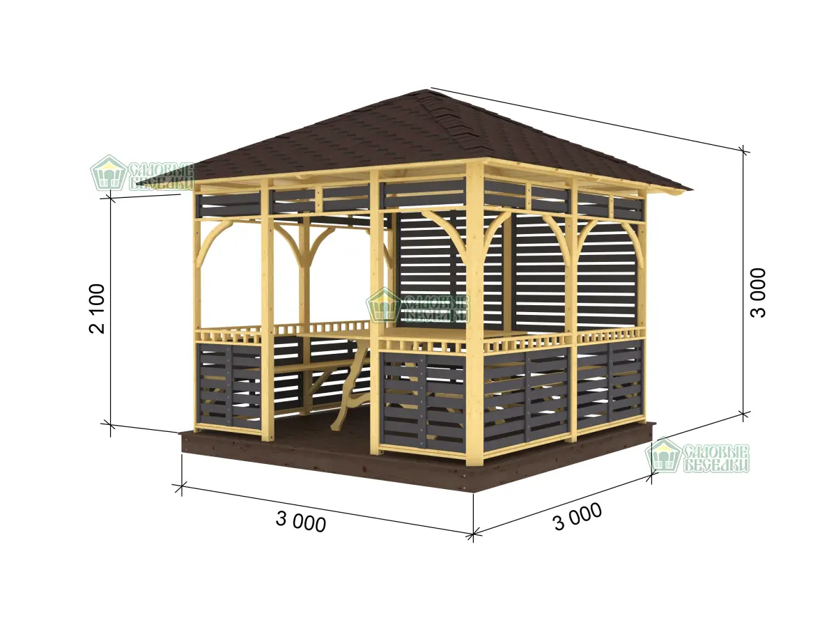 Беседка Оникс Премиум 3Х3 Чертеж и размеры