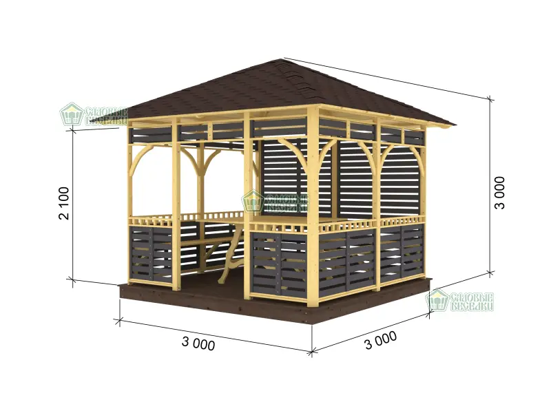 Беседка Оникс Премиум 3Х3 Чертеж и размеры
