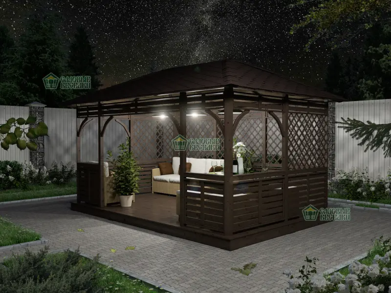 Деревянная веранда Аура XL размер 3Х4,5 №14