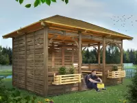 Беседка в ЛОФТ стиле «Country house» 3x4 вид сбоку