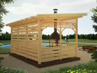 Беседка-веранда открытая с крышей из поликорбаната проект
