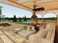 Беседка-веранда открытая с крышей из поликорбаната интерьер