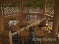 Беседка рубленная с местом под барбекю