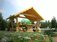 Беседка-навес со столом и лавками 3х3