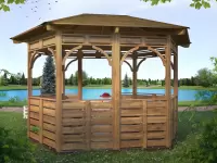 Открытая беседка из дерева "Ореховая" вид сзади