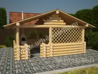 Рубленная веранда из бревна