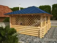 Беседка из бревна с мангалом