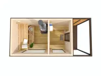 Баня каркасная 5х2,5 с навесом планировка