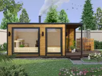 Баня каркасная 5х2,5 с навесом фото 3