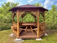 Деревянная беседка новая Рига в цвете орех №1