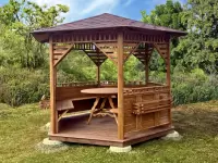 Деревянная беседка новая Рига в цвете орех №2