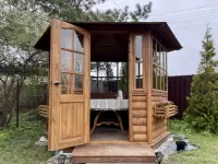 Беседка застекленная цвет Орех №8