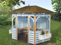 Беседка в современном стиле "Лазурная" с кашпо