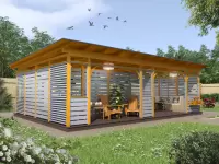 Деревянная зона отдыха размером 6х9 м с местом под гриль барбекю №4