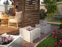 Деревянное кашпо для цветов фото