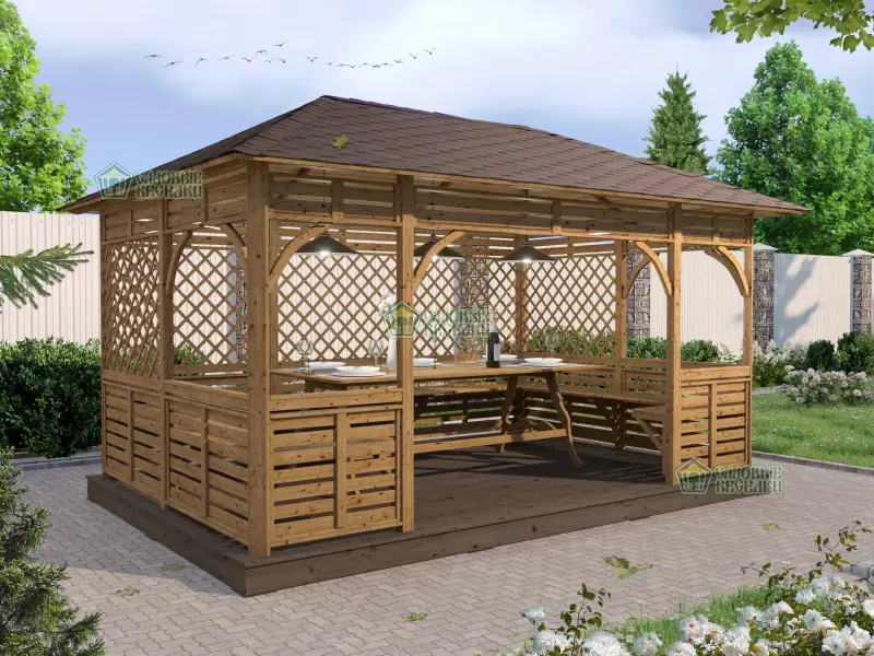 Деревянная веранда Аура XL размер 3Х4,5 №3