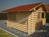 Беседка с мангалом, рубленная из бревна