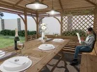 Деревянная веранда Аура XL размер 3Х4,5 №13