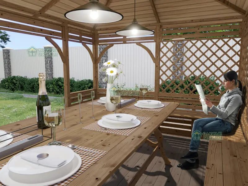 Деревянная веранда Аура XL размер 3Х4,5 №13