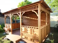 Беседка садовая 3х4 с глухой стеной крупный план