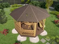 Беседка восьмигранная Темная сетка №6