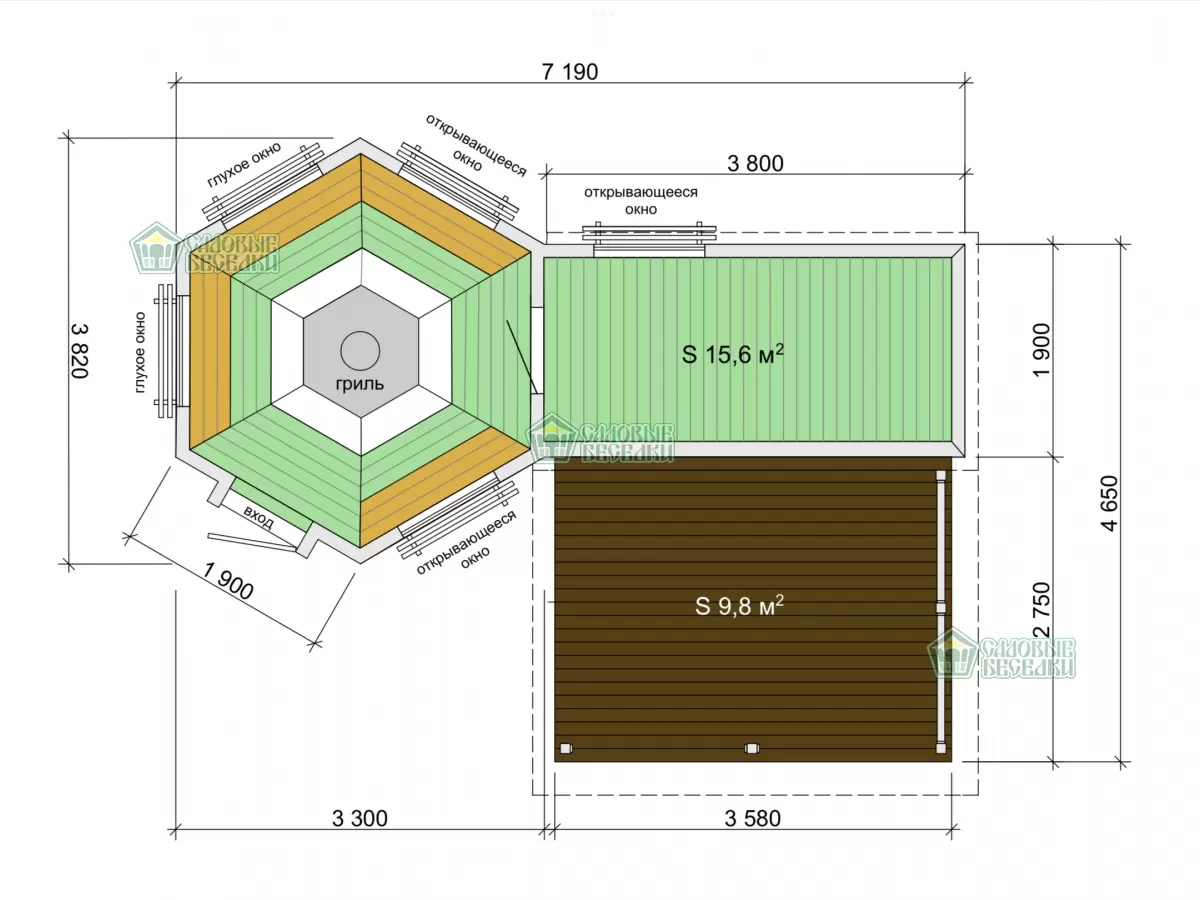 Гриль домик Premium Гранд 7 Комбинированный с открытой верандой 28 м2 №11