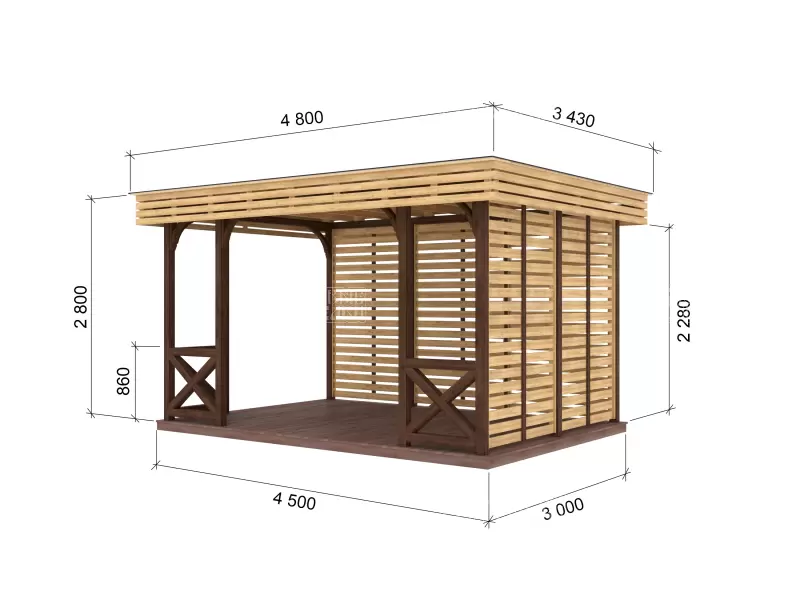 Чертеж для беседки веранды Роксана XL 3х4,5м №1