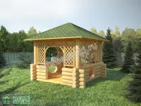 Квадратная беседка из бревна